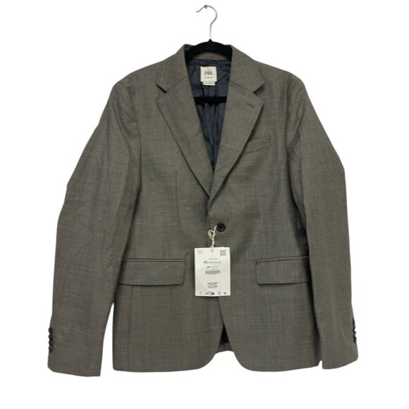 Zara Sartorial Man Suit Jacket EU 46 US 36 Blazer Grey Italian Wool 4495/925 NWT - Picture 2 of 16